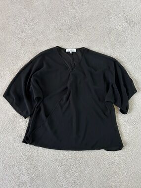 Wayf Black V-Neck Wrap Overlay Blouse